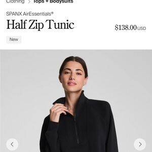 New with tags SPANX AirEssentials brushed Black half Zip Tunic